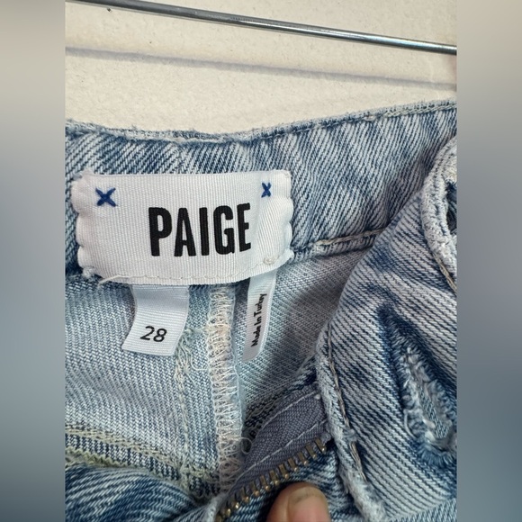 Paige Doretta Destructed Light Wash Noella Raw Hem Straight Denim Jeans Size 28 - Picture 5 of 7
